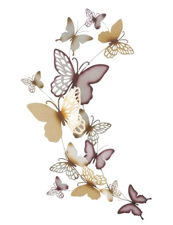 Pannello da muro butterflies oro/bordeaux c cm 59,5x4x111,5 multicolore metallo