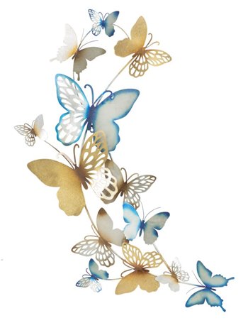 Pannello da muro butterflies oro/celeste c cm 59,5x4x111,5 multicolore metallo