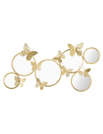 Pannello da muro butterly mirror cm 89,5x4,5x45,5 oro metallo