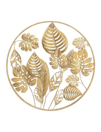 Pannello in ferro jungle round cm ø 80x6.5 oro metallo