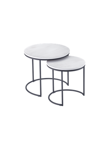 Paula set di 2 tavoli rotondi struttura in metallo e base in mdf 