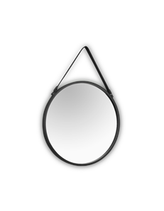 Delia specchio da parete tondo con cornice effetto pelle