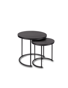 Paula set di 2 tavoli rotondi struttura in metallo e base in mdf 