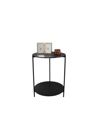 Paulina tavolino metallo nero mdf effetto marmo nero venature bianche