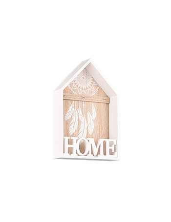 Sina porta chiavi a parete con scritta home legno bianco