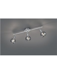 Brest barra 3 spots metallo cromo con vetri fume' l. 58cm