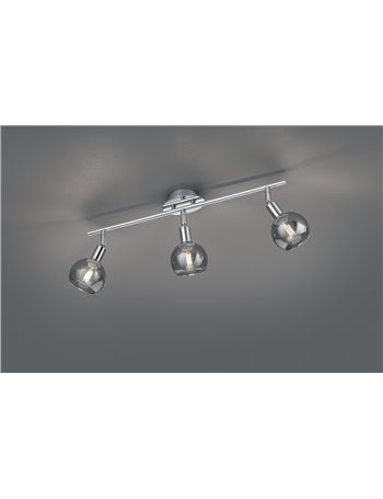 Brest barra 3 spots metallo cromo con vetri fume' l. 58cm