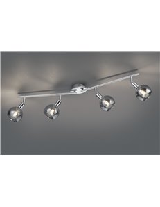 Brest barra 4 spots metallo cromo con vetri fume' l. 83cm 2