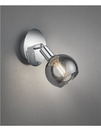 Brest spot singolo metallo cromo con vetro fume' h. 16cm