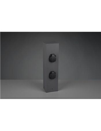 Colonnina 4 prese schuko da esterno fusione alluminio antracite ip44 h.40cm