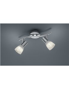Levisto barra led 2 spots orient. Acciaio+vt.alab. L.33