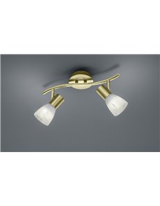 Levisto barra led 2 spots orient. Ottone+vt.alab. L.33