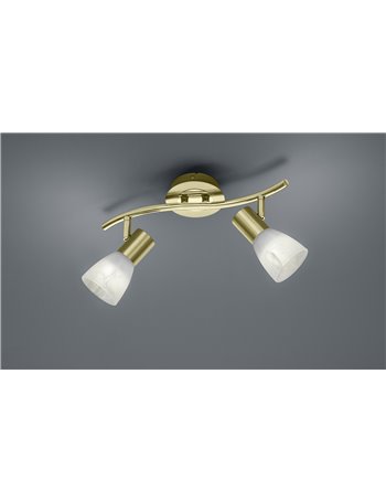 Levisto barra led 2 spots orient. Ottone+vt.alab. L.33