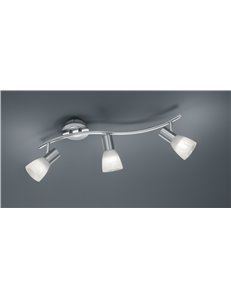 Levisto barra led 3 spots orient. Acciaio+vt.alab. L.55