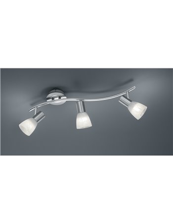 Levisto barra led 3 spots orient. Acciaio+vt.alab. L.55