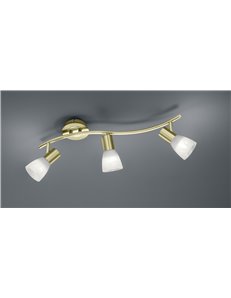 Levisto barra led 3 spots orient. Ottone+vt.alab. L.55