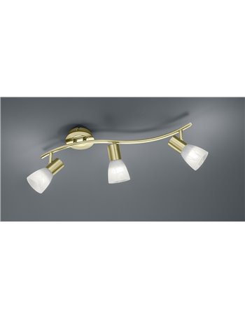 Levisto barra led 3 spots orient. Ottone+vt.alab. L.55