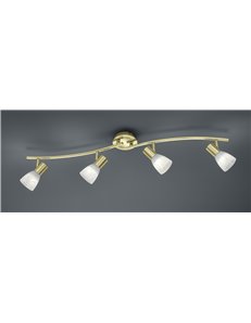 Levisto barra led 4 spots orient. Ottone+vt.alab. L.88