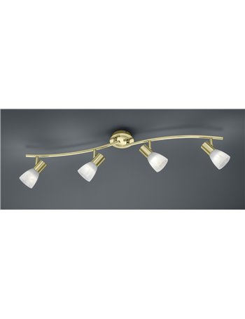 Levisto barra led 4 spots orient. Ottone+vt.alab. L.88