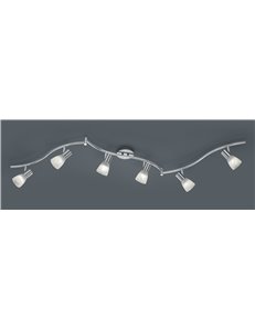 Levisto barra led 6 spots orient. Acciaio+vt.alab. L.180