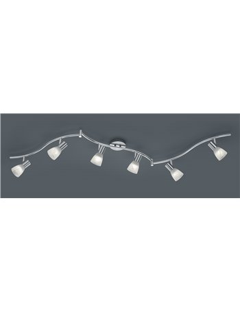 Levisto barra led 6 spots orient. Acciaio+vt.alab. L.180