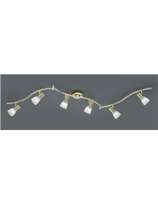 Levisto barra led 6 spots orient. Ottone+vt.alab. L.180 2