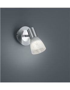 Levisto spot led orient. Acciaio e vetro alabastro h.14,5