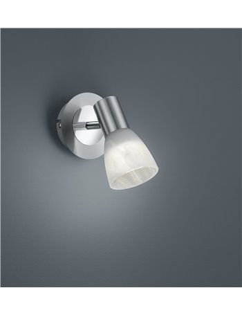 Levisto spot led orient. Acciaio e vetro alabastro h.14,5