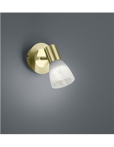 Levisto spot led orient. Ottone e vetro alabastro h.14,5