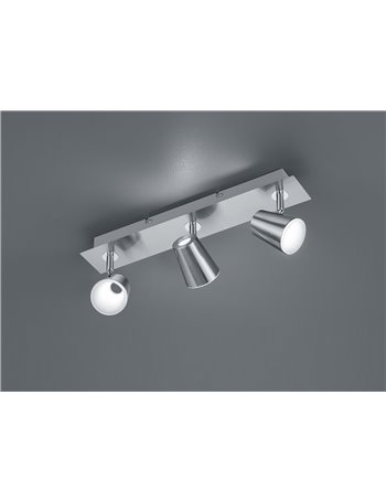 Narcos barra 3 spots led acciaio con diff. Conico foro l. 45