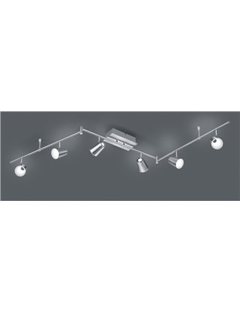 Narcos barra 6 spots led acciaio con diff. Conico foro l. 180