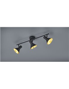 Nina barra 3 spots attacco e14 diffusori metallo nero + oro