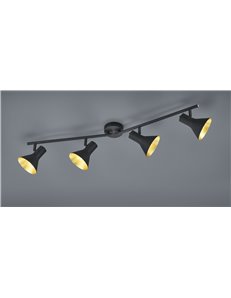 Nina barra 4 spots attacco e14 diffusori metallo nero + oro