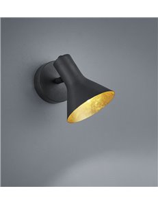 Nina spot singolo attacco e14 diffusore metallo nero + oro