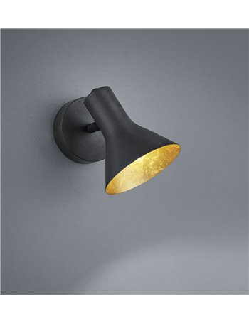 Nina spot singolo attacco e14 diffusore metallo nero + oro 