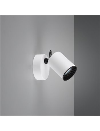Pago spot singolo cilindro metallo bianco e anello interno nero h. 9cm