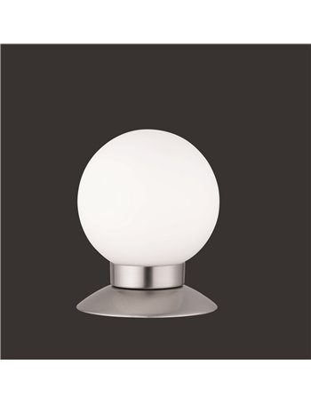 Princess lampada da tavolo led metallo acciaio touch 4 intensita' diff. Sfera vetro h.13cm