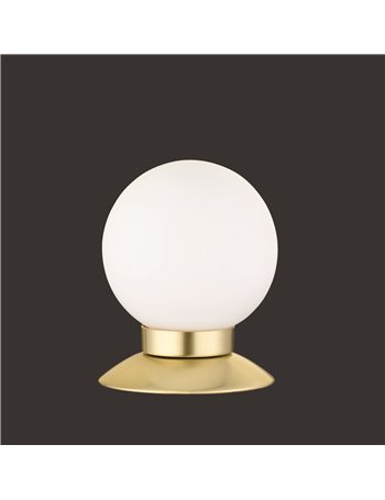 Princess lampada da tavolo led metallo ottone touch 4 intensita' diff. Sfera vetro h.13cm