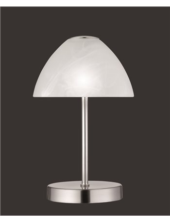Queen lampada da tavolo led metallo acciaio touch 4 intensita' diffusore coppa vetro h.24cm