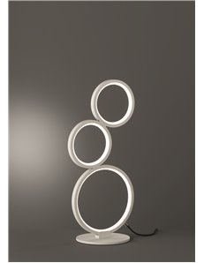 Rondo lampada da tavolo led 3 cerchi metallo bianco opaco con varialuce h. 44cm 2
