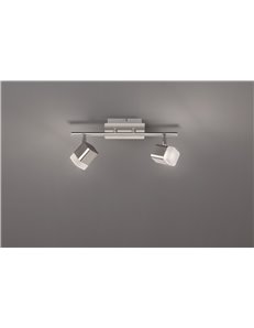 Roubaix barra 2 spots led quadrati metallo acciaio satinato l.30cm