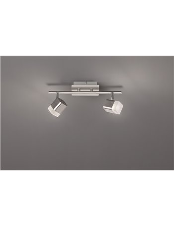 Roubaix barra 2 spots led quadrati metallo acciaio satinato l.30cm