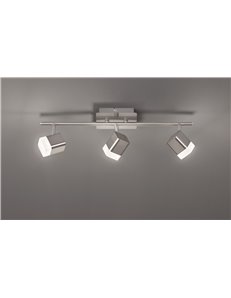 Roubaix barra 3 spots led quadrati metallo acciaio satinato l.48cm
