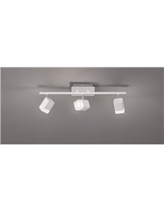 Roubaix barra 3 spots led quadrati metallo bianco opaco l.48cm