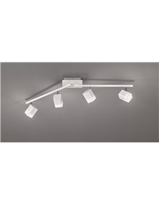 Roubaix barra 4 spots led quadrati metallo bianco opaco l.80cm