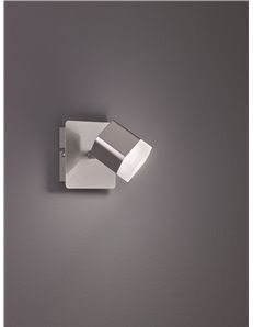Roubaix spot led singolo quadrato metallo acciaio satinato l.9cm