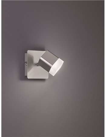Roubaix spot led singolo quadrato metallo acciaio satinato l.9cm