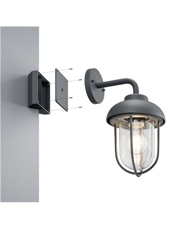 Supporto per montaggio applique da esterno ad angolo concavo nero