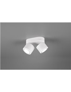 Taurus barra 2 spots led metallo bianco orientabile girevole bi-emissione interruttori separati l. 18cm 2