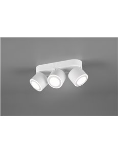 Taurus barra 3 spots led metallo bianco orientabile girevole bi-emissione interruttori separati l. 27cm 2